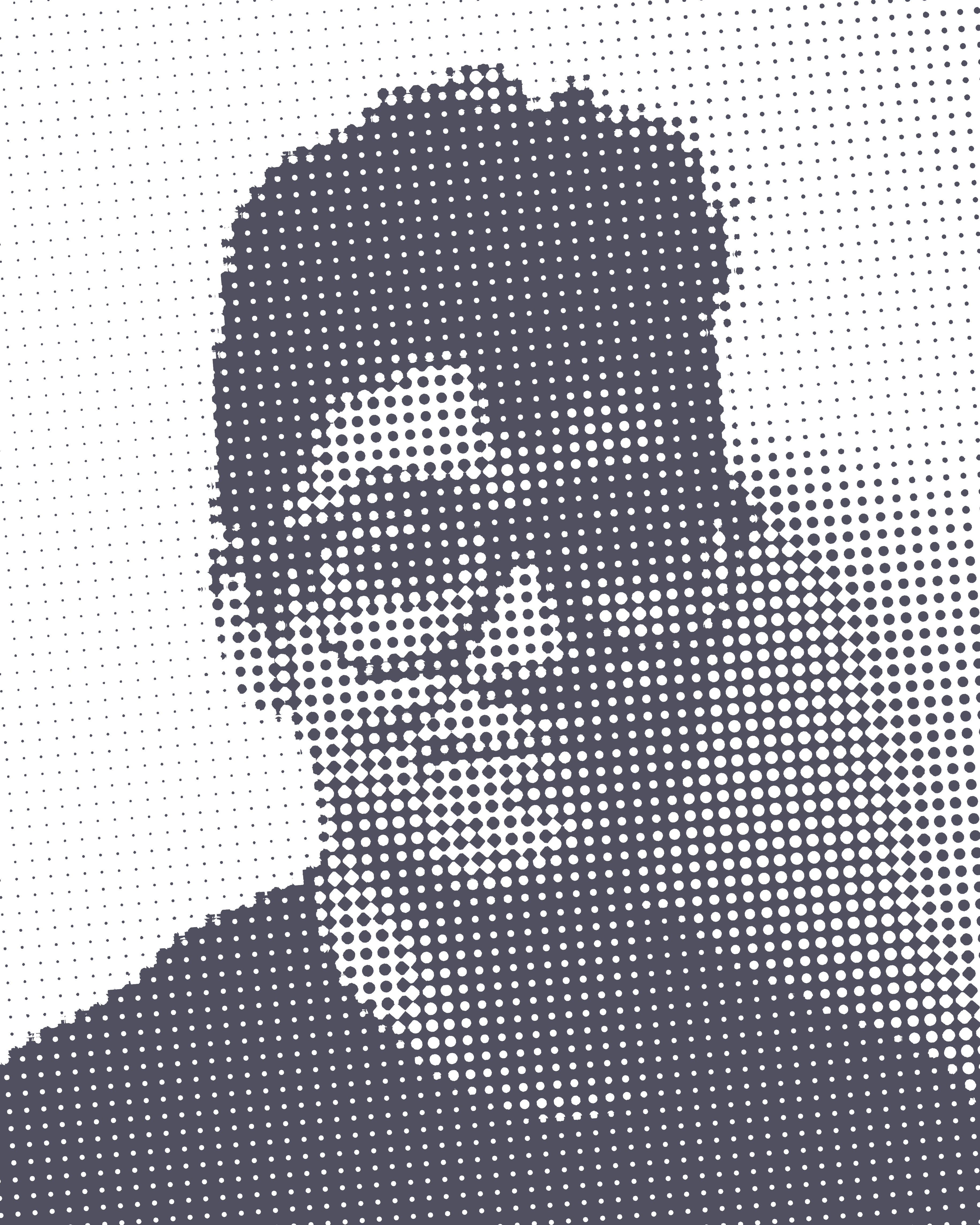 Grayscale halftone image of Christina Padilla